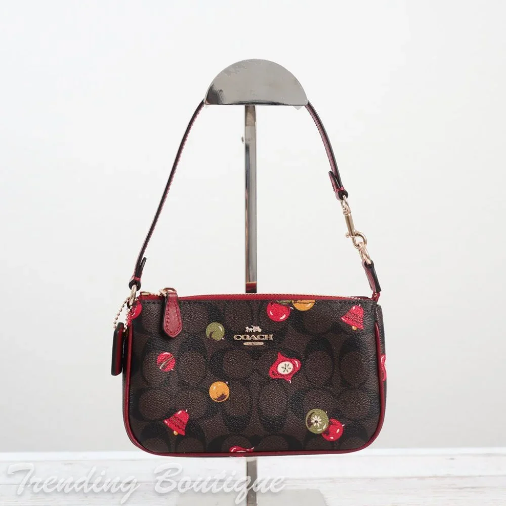 NWT Coach C7403 Nolita 19 in Signature Canvas with Ornament Print Brown Black - Picture 1 of 12